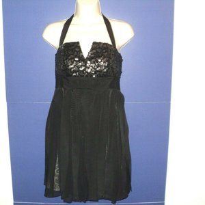 Bebe S Halter Dress Car-Wash Skirt Black Sequins